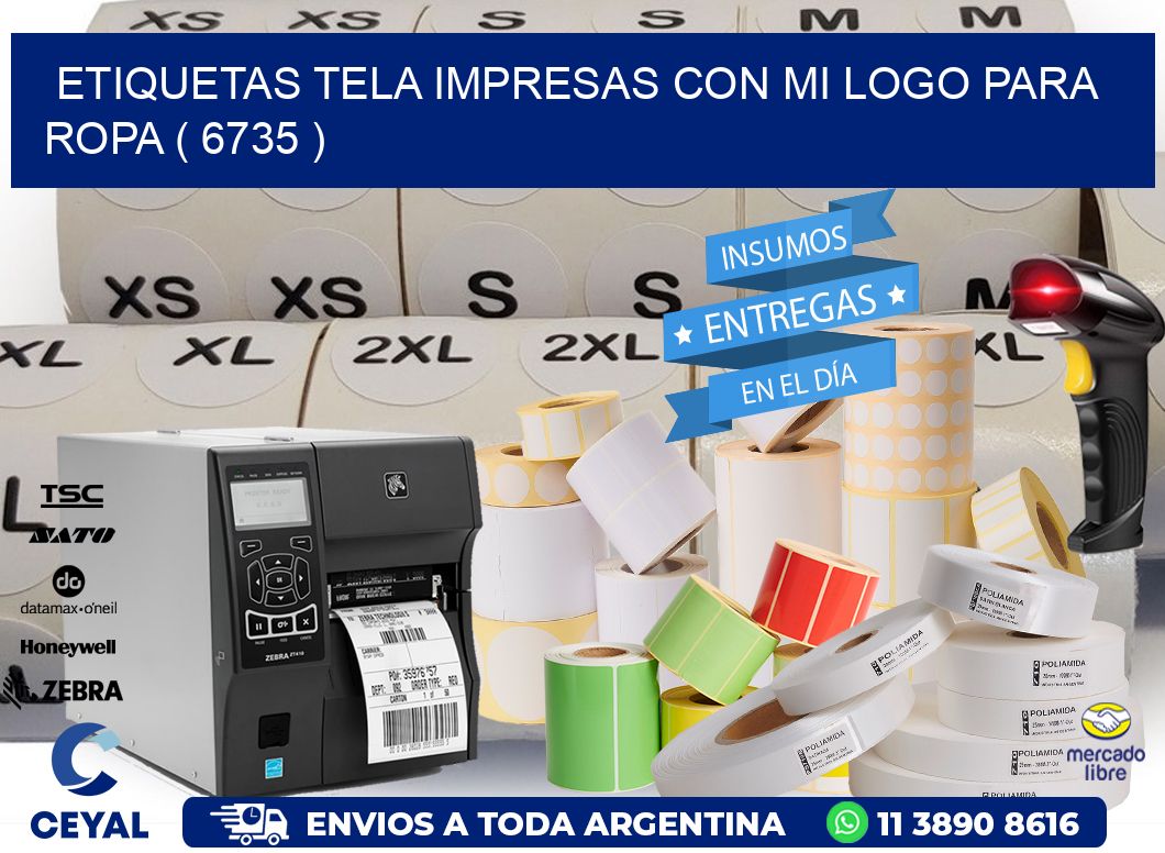 ETIQUETAS TELA IMPRESAS CON MI LOGO PARA ROPA ( 6735 )