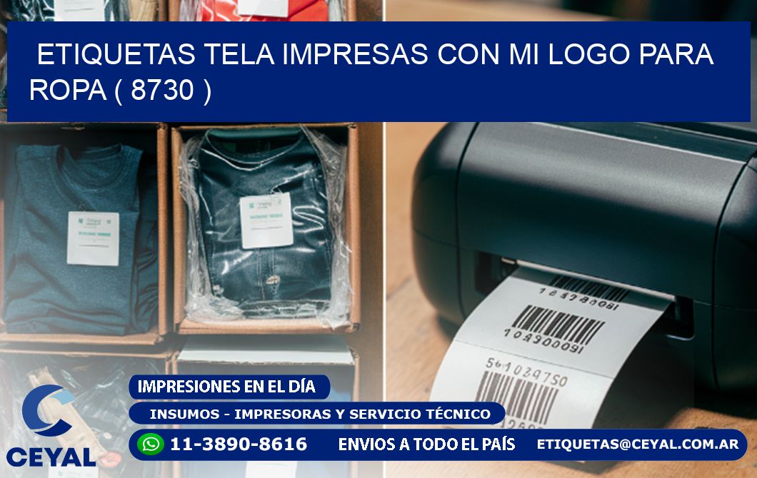 ETIQUETAS TELA IMPRESAS CON MI LOGO PARA ROPA ( 8730 )