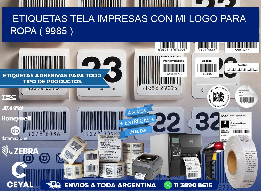 ETIQUETAS TELA IMPRESAS CON MI LOGO PARA ROPA ( 9985 )