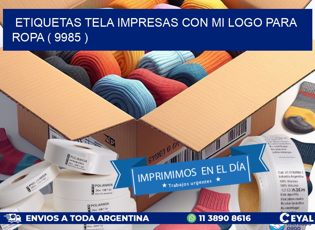 ETIQUETAS TELA IMPRESAS CON MI LOGO PARA ROPA ( 9985 )