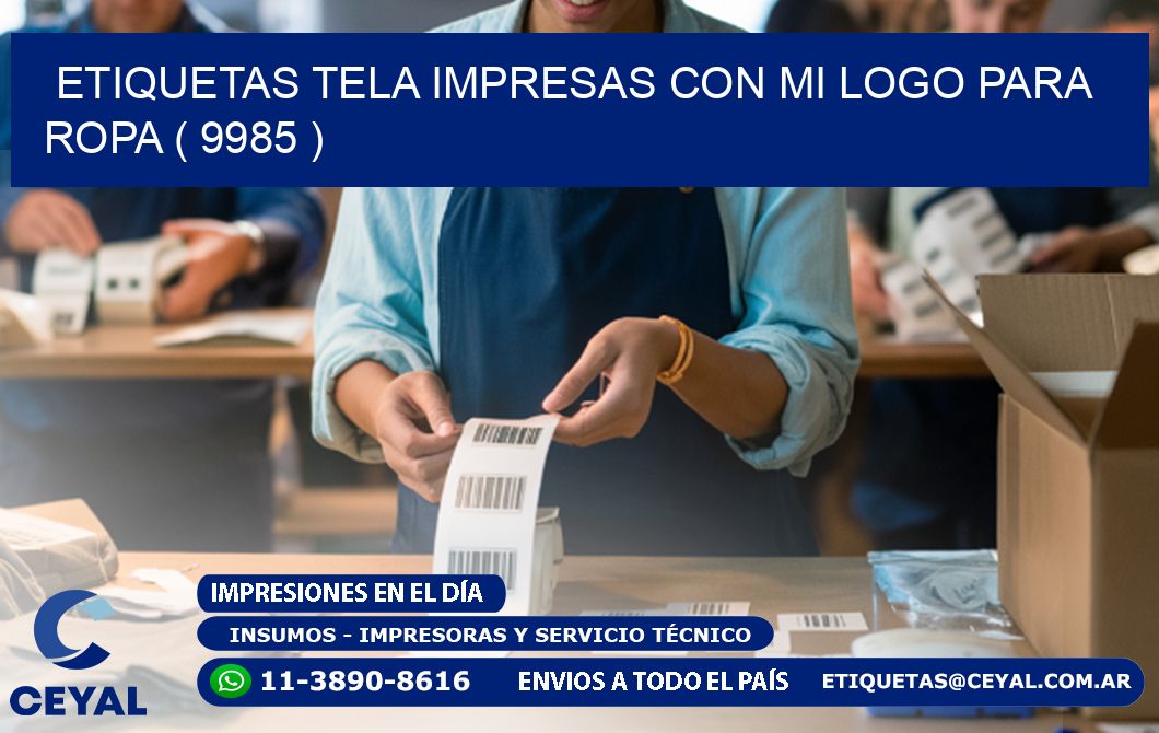 ETIQUETAS TELA IMPRESAS CON MI LOGO PARA ROPA ( 9985 )
