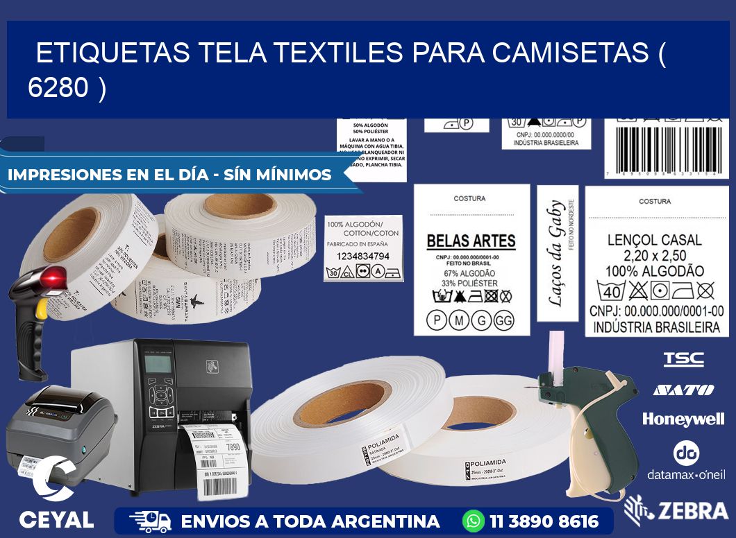 ETIQUETAS TELA TEXTILES PARA CAMISETAS ( 6280 )