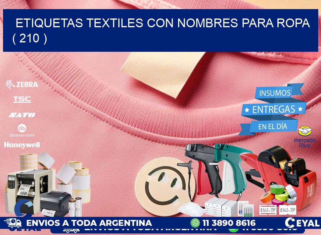 ETIQUETAS TEXTILES CON NOMBRES PARA ROPA   ( 210 )
