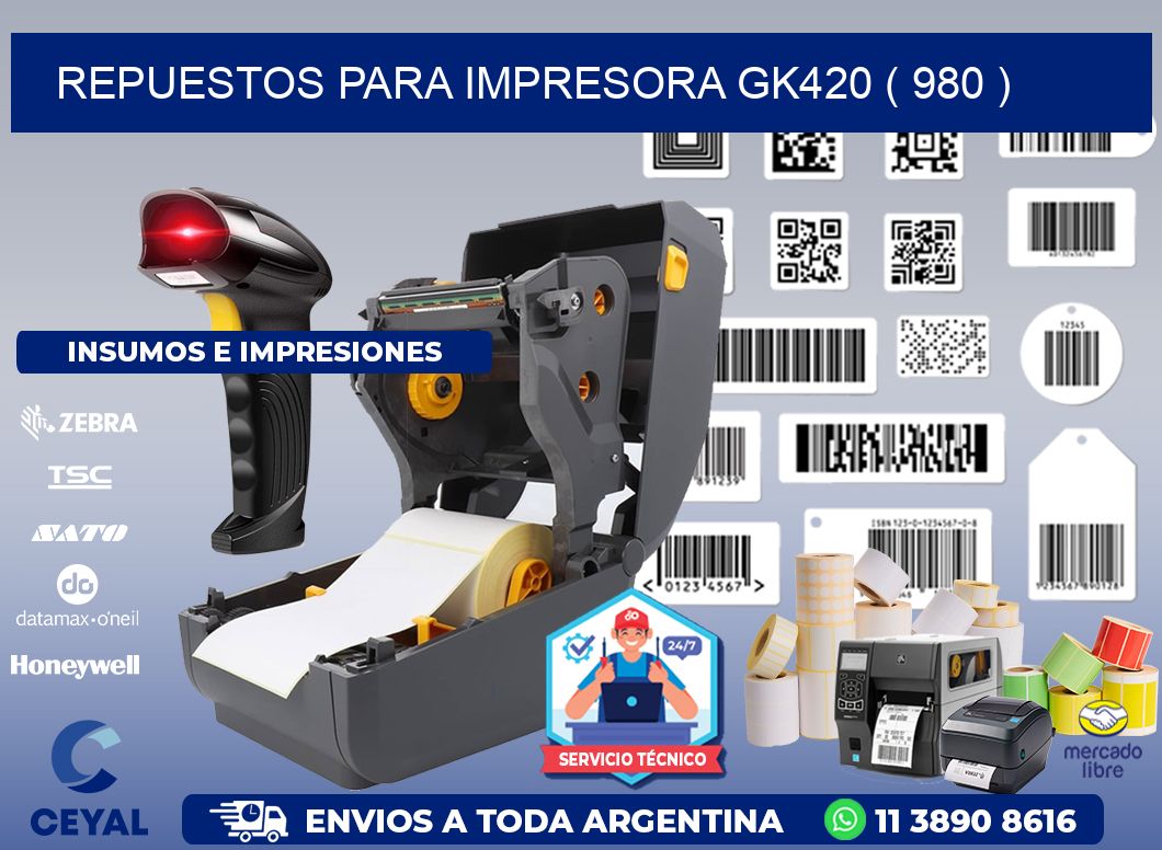 REPUESTOS PARA IMPRESORA GK420 ( 980 )