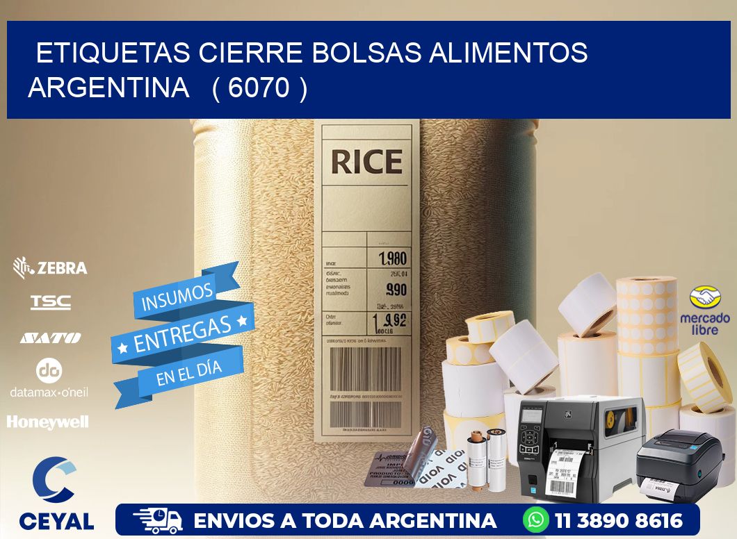 ETIQUETAS CIERRE BOLSAS ALIMENTOS ARGENTINA   ( 6070 )