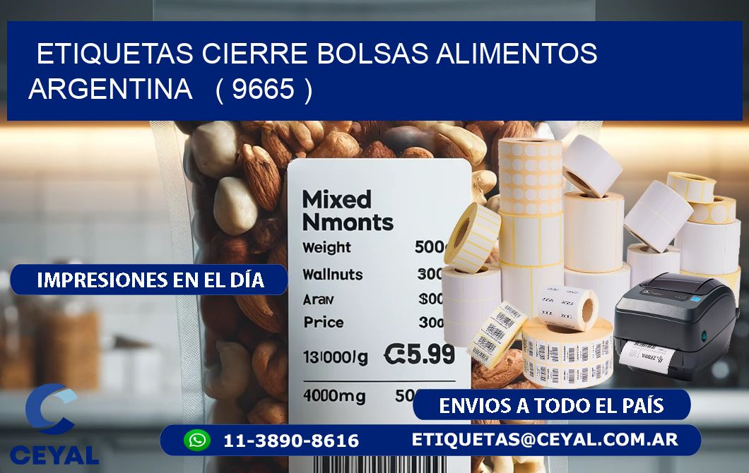 ETIQUETAS CIERRE BOLSAS ALIMENTOS ARGENTINA   ( 9665 )