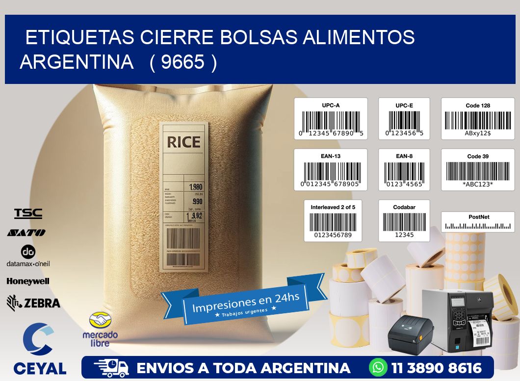 ETIQUETAS CIERRE BOLSAS ALIMENTOS ARGENTINA   ( 9665 )