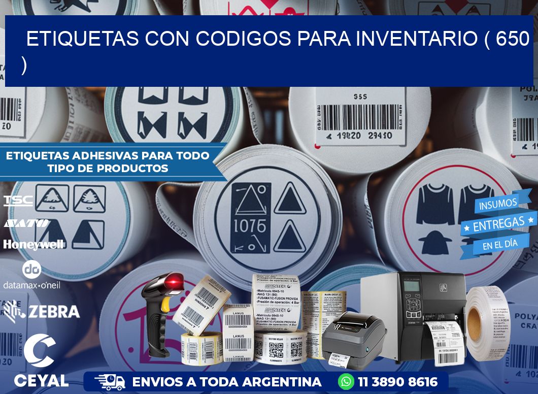 ETIQUETAS CON CODIGOS PARA INVENTARIO ( 650 )