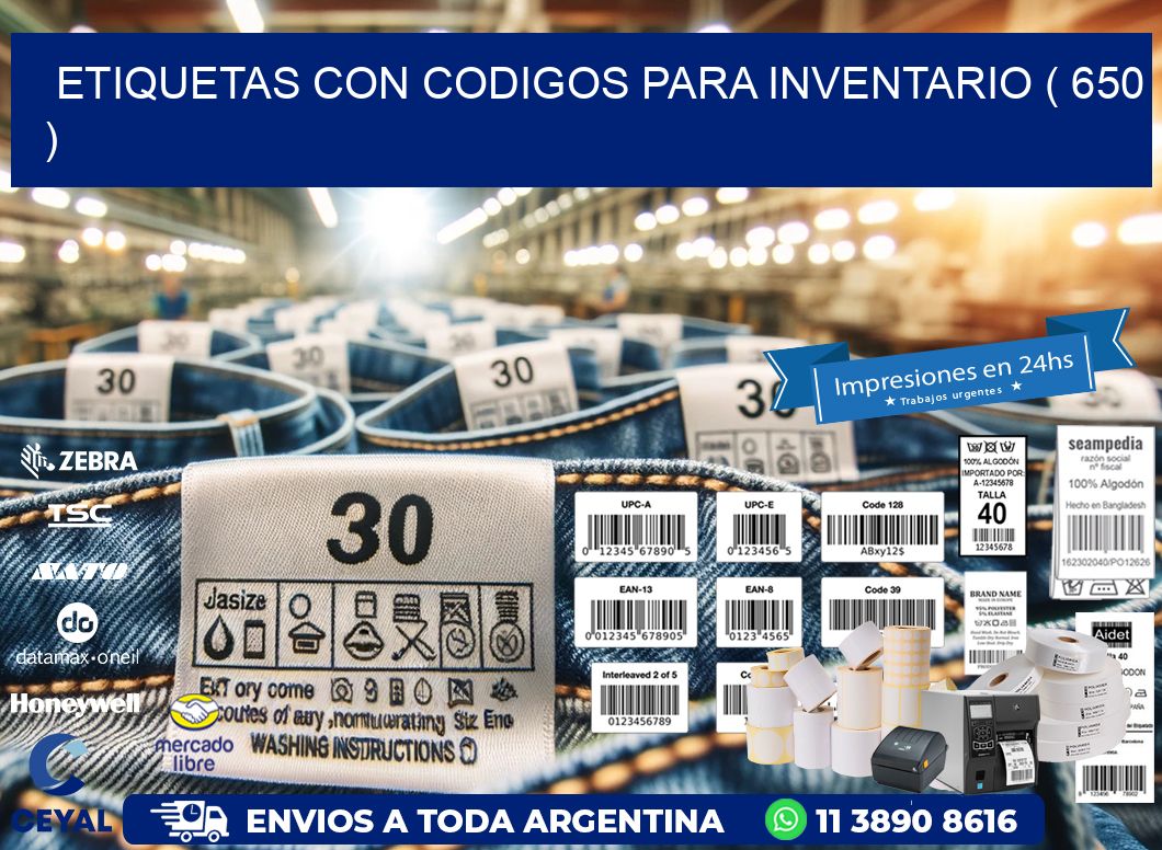 ETIQUETAS CON CODIGOS PARA INVENTARIO ( 650 )