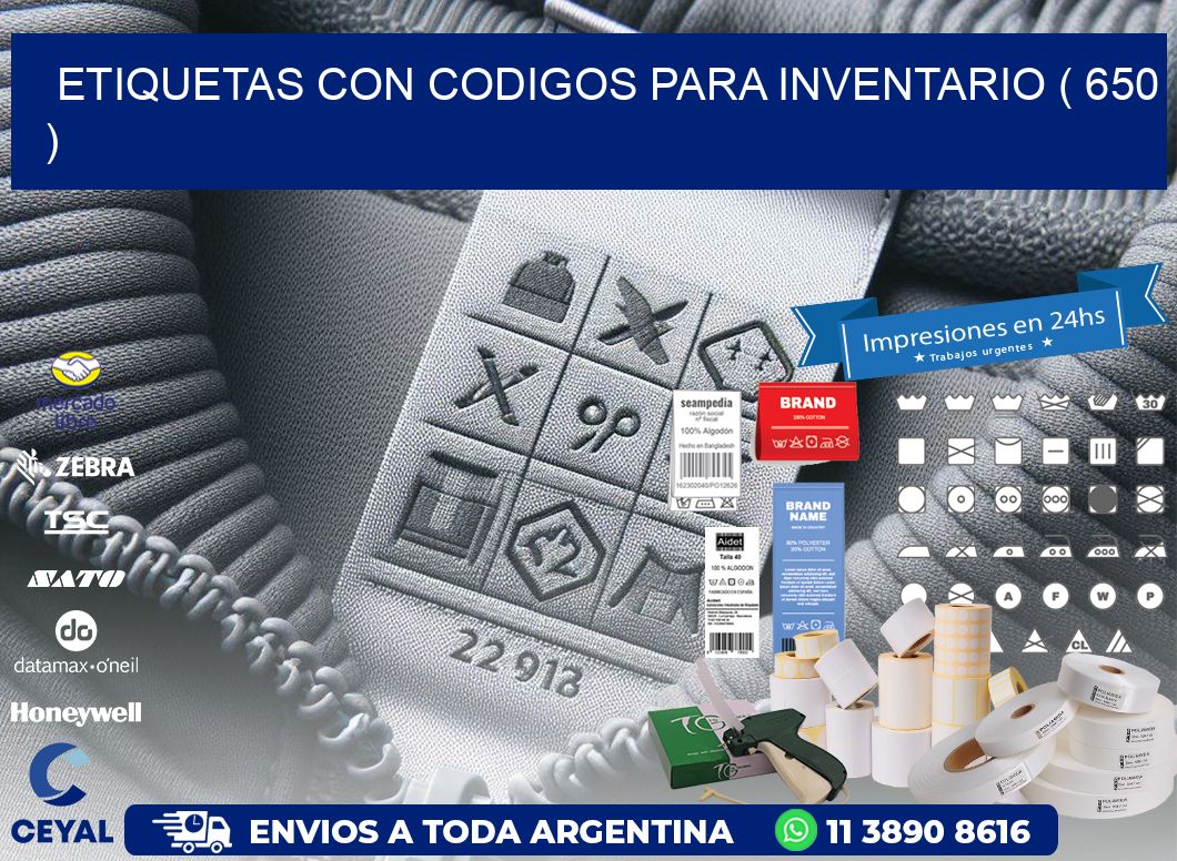 ETIQUETAS CON CODIGOS PARA INVENTARIO ( 650 )