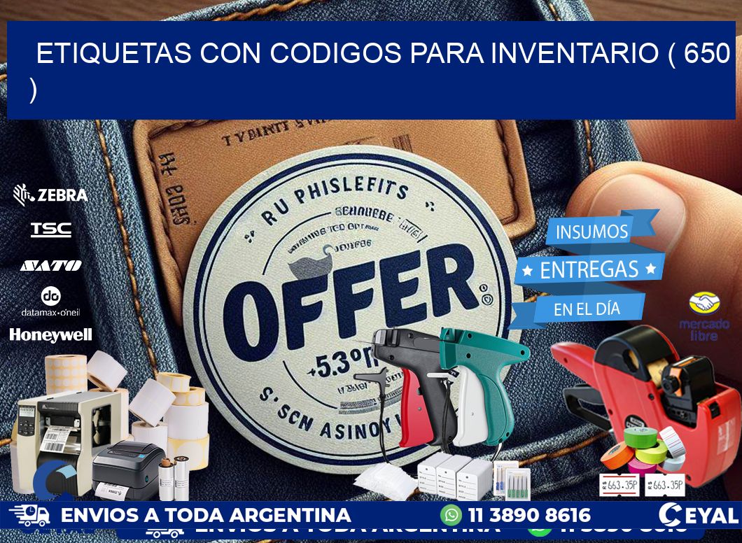 ETIQUETAS CON CODIGOS PARA INVENTARIO ( 650 )