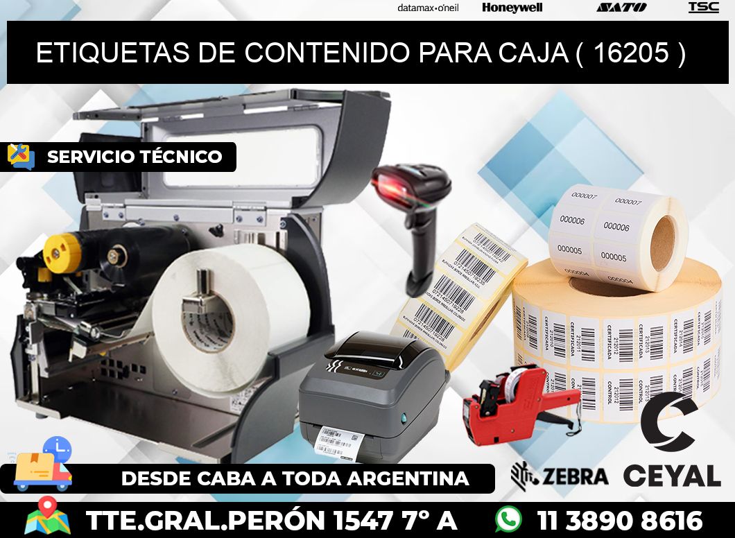 ETIQUETAS DE CONTENIDO PARA CAJA ( 16205 )