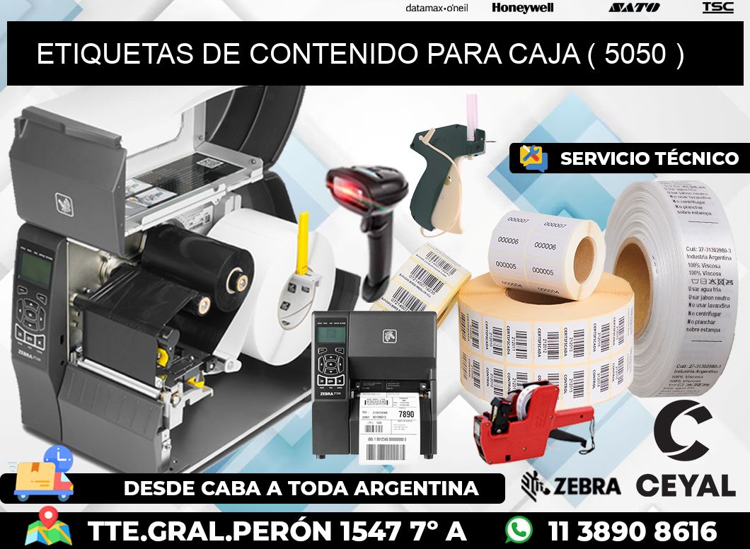 ETIQUETAS DE CONTENIDO PARA CAJA ( 5050 )