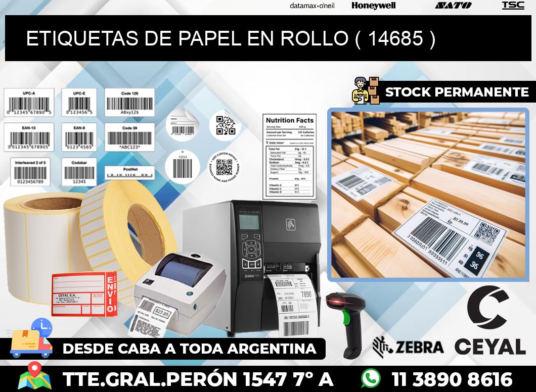 ETIQUETAS DE PAPEL EN ROLLO ( 14685 )