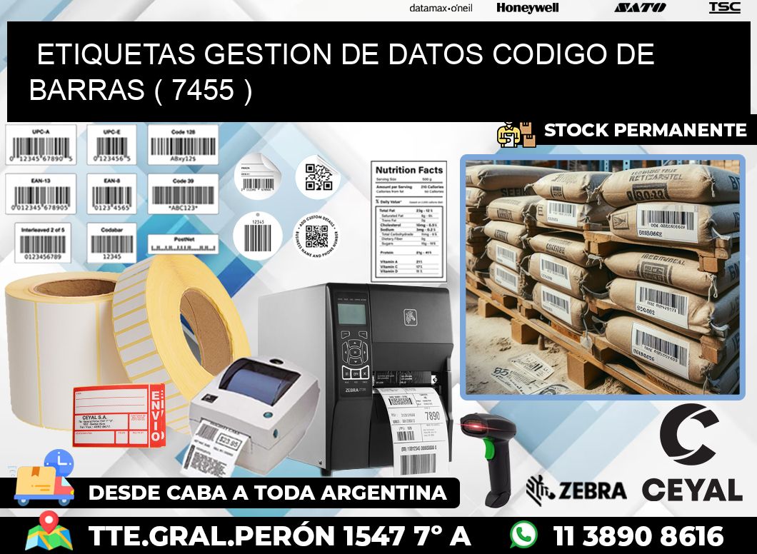 ETIQUETAS GESTION DE DATOS CODIGO DE BARRAS ( 7455 )