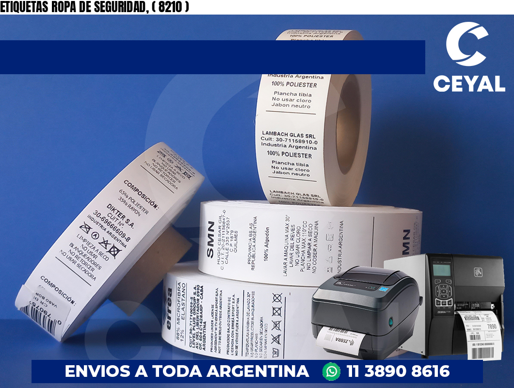 ETIQUETAS ROPA DE SEGURIDAD, ( 8210 )