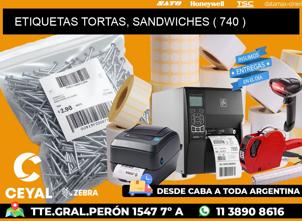 ETIQUETAS TORTAS, SANDWICHES ( 740 )