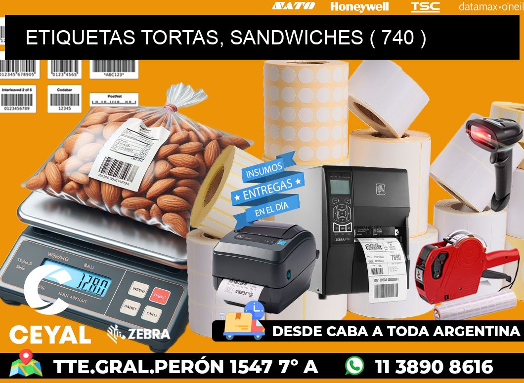 ETIQUETAS TORTAS, SANDWICHES ( 740 )