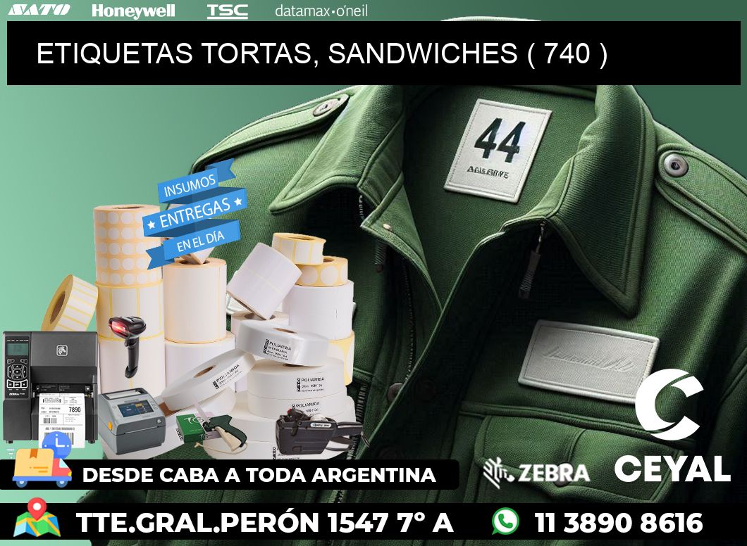 ETIQUETAS TORTAS, SANDWICHES ( 740 )