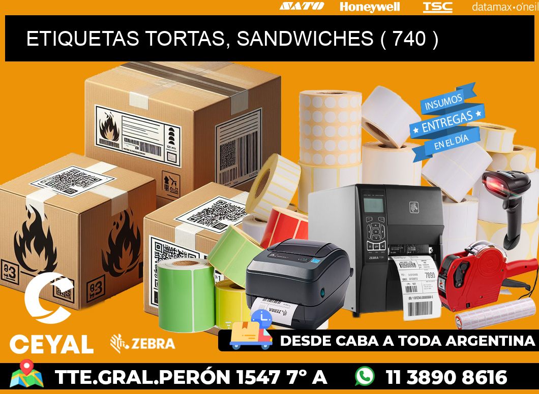 ETIQUETAS TORTAS, SANDWICHES ( 740 )