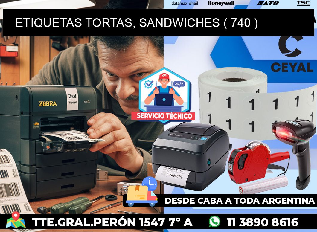 ETIQUETAS TORTAS, SANDWICHES ( 740 )