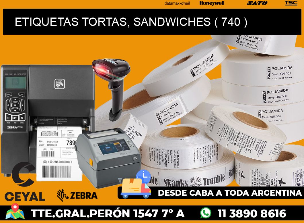 ETIQUETAS TORTAS, SANDWICHES ( 740 )