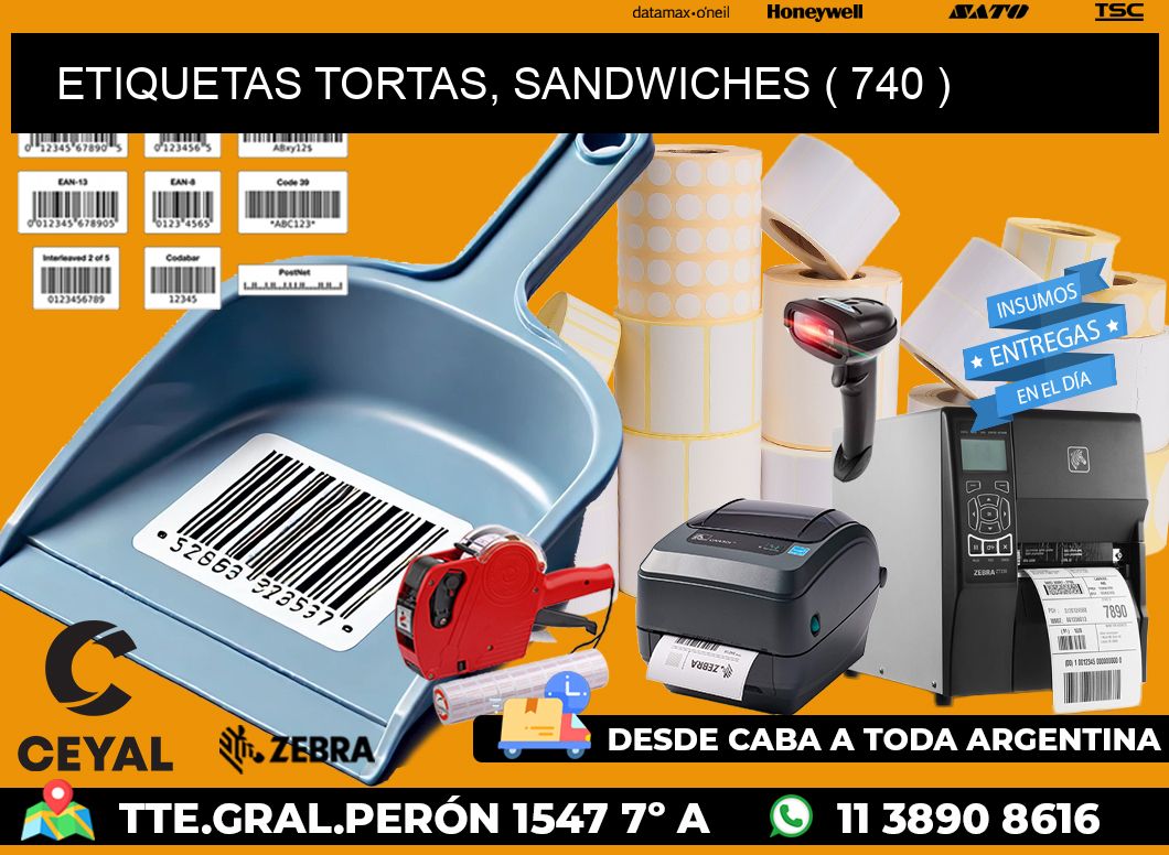 ETIQUETAS TORTAS, SANDWICHES ( 740 )