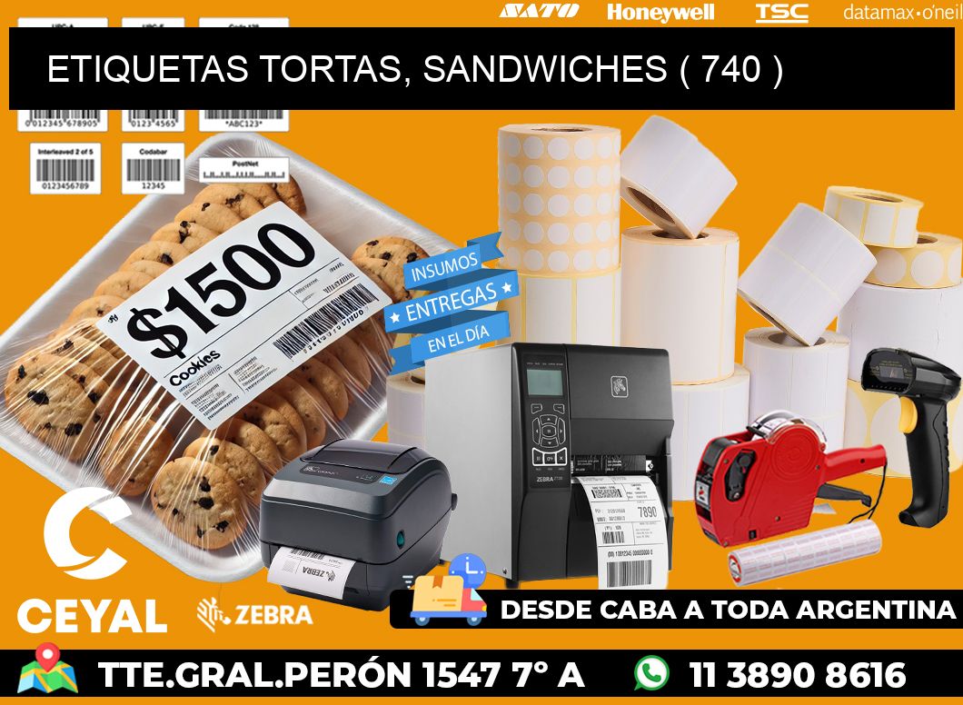 ETIQUETAS TORTAS, SANDWICHES ( 740 )