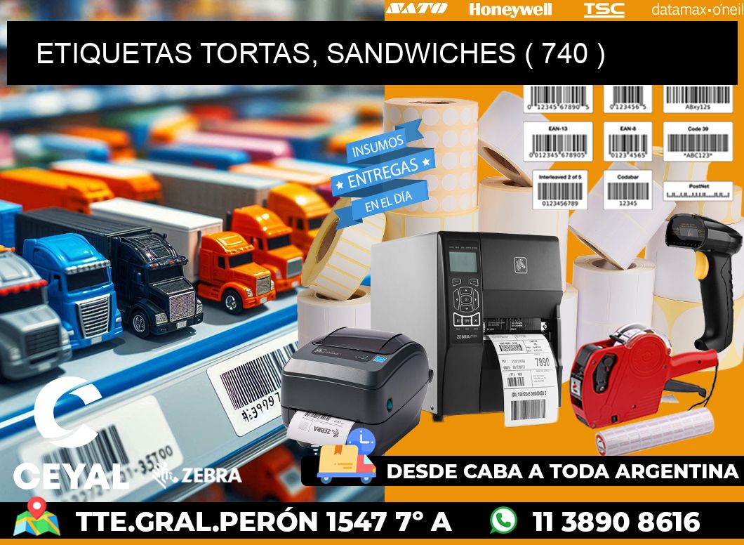 ETIQUETAS TORTAS, SANDWICHES ( 740 )