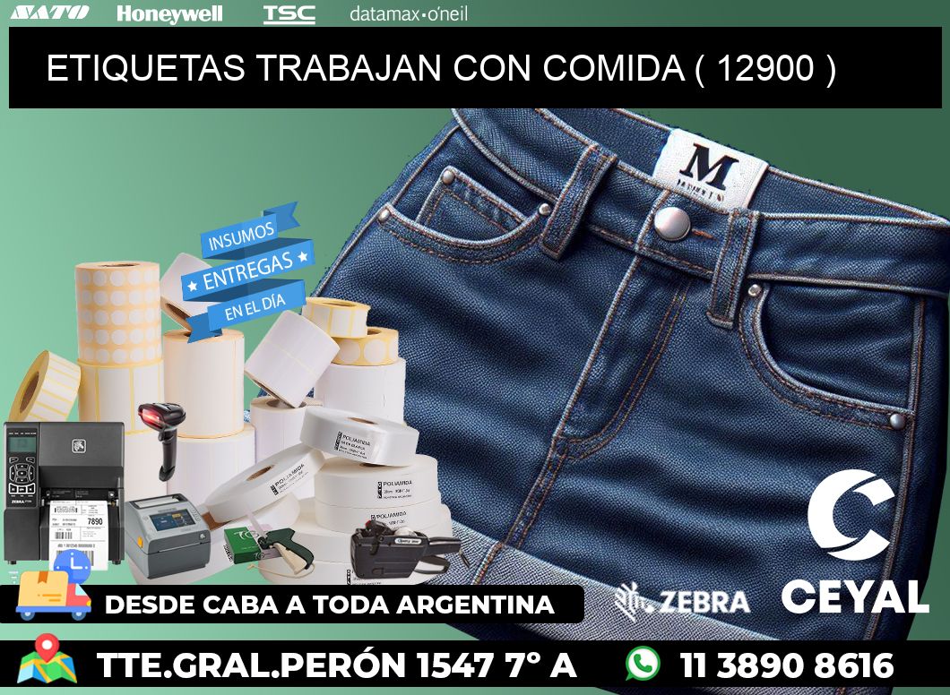 ETIQUETAS TRABAJAN CON COMIDA ( 12900 )