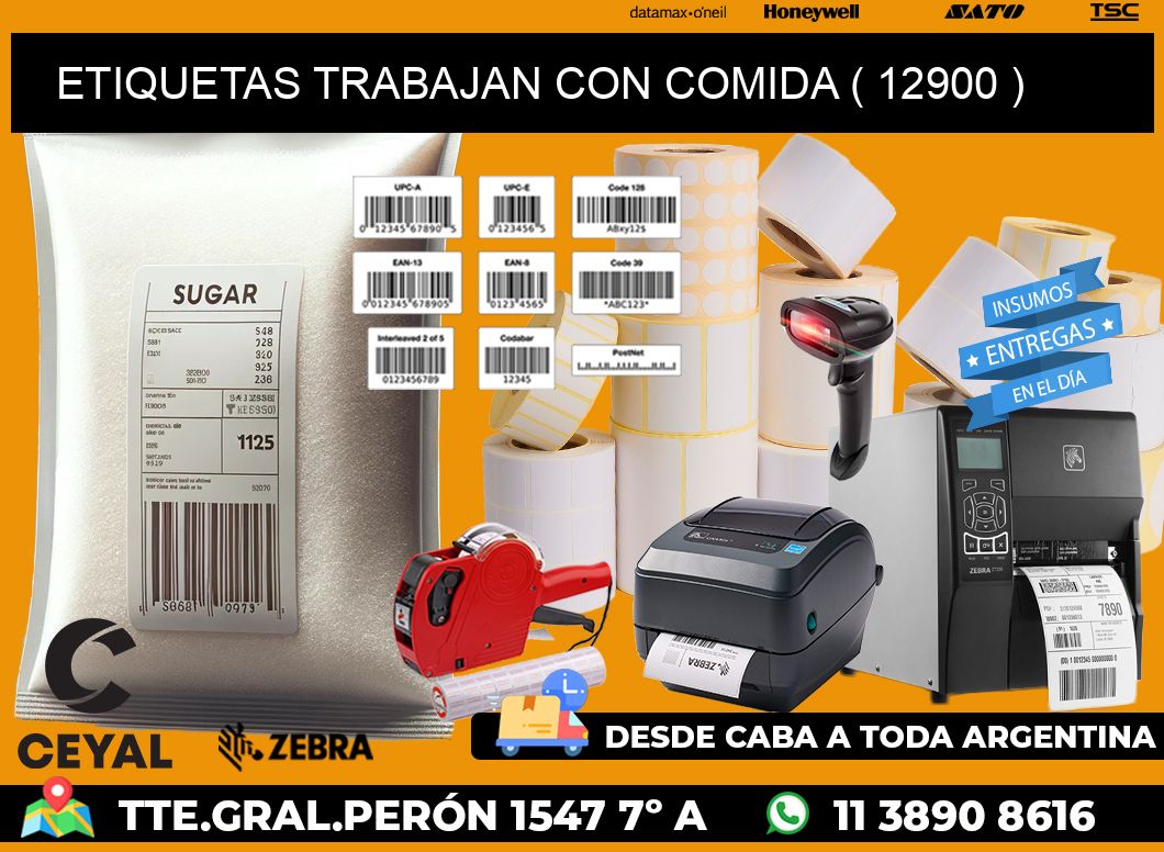 ETIQUETAS TRABAJAN CON COMIDA ( 12900 )