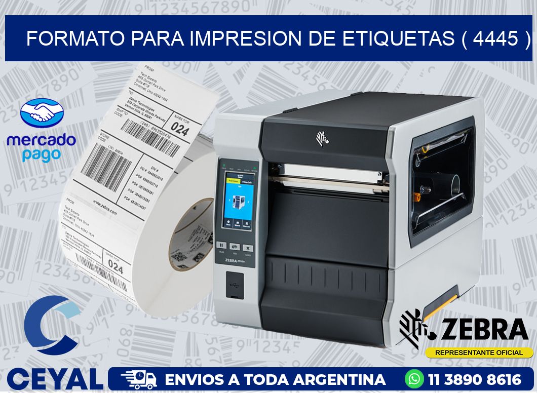 FORMATO PARA IMPRESION DE ETIQUETAS ( 4445 )