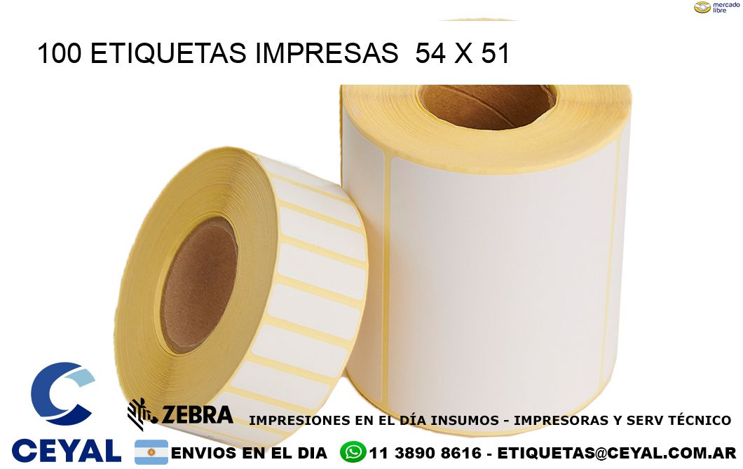 100 ETIQUETAS IMPRESAS  54 x 51