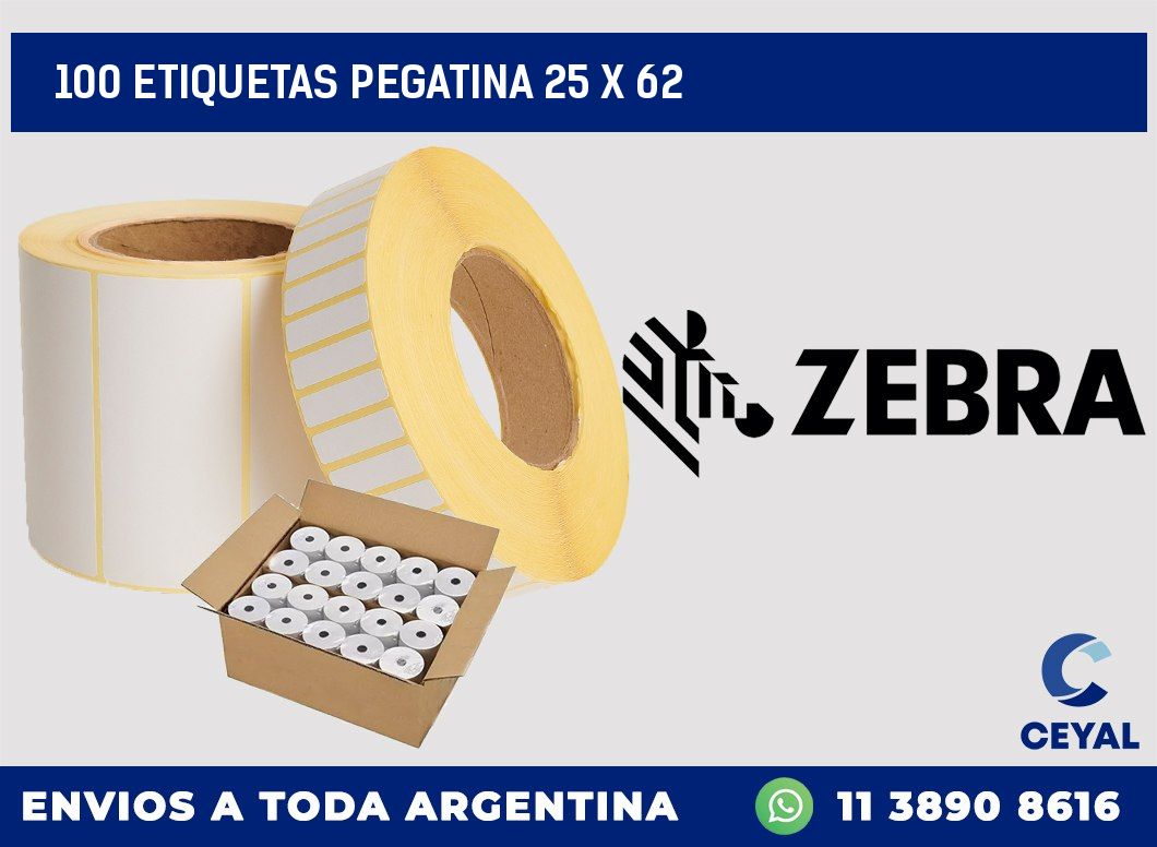 100 ETIQUETAS PEGATINA 25 x 62