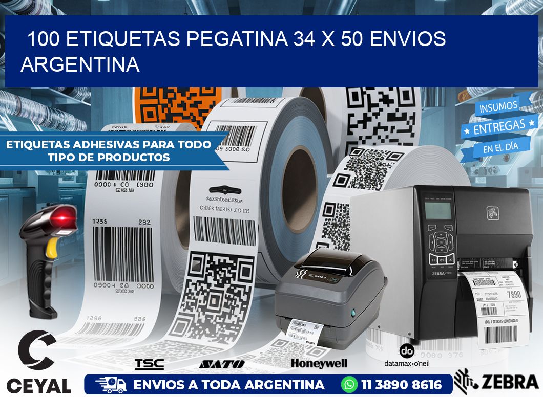 100 ETIQUETAS PEGATINA 34 x 50 ENVIOS ARGENTINA