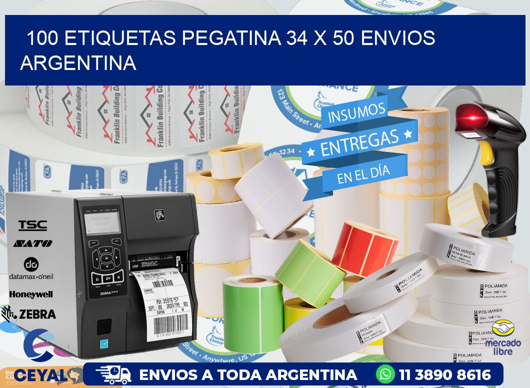 100 ETIQUETAS PEGATINA 34 x 50 ENVIOS ARGENTINA