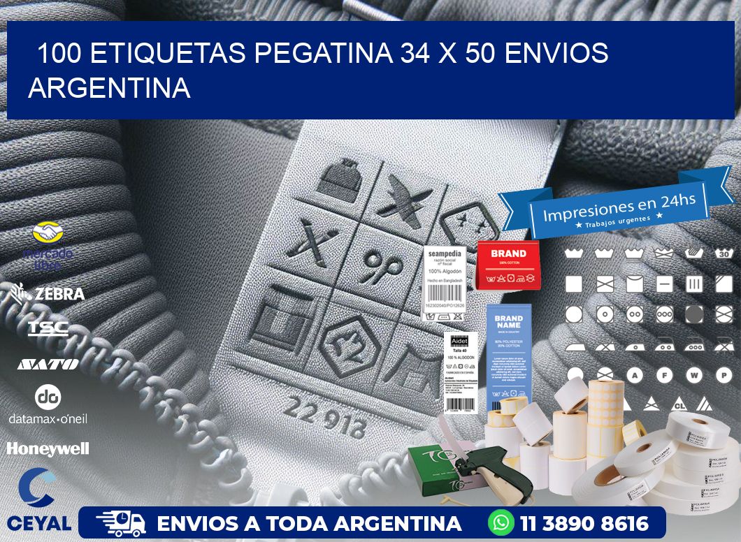 100 ETIQUETAS PEGATINA 34 x 50 ENVIOS ARGENTINA