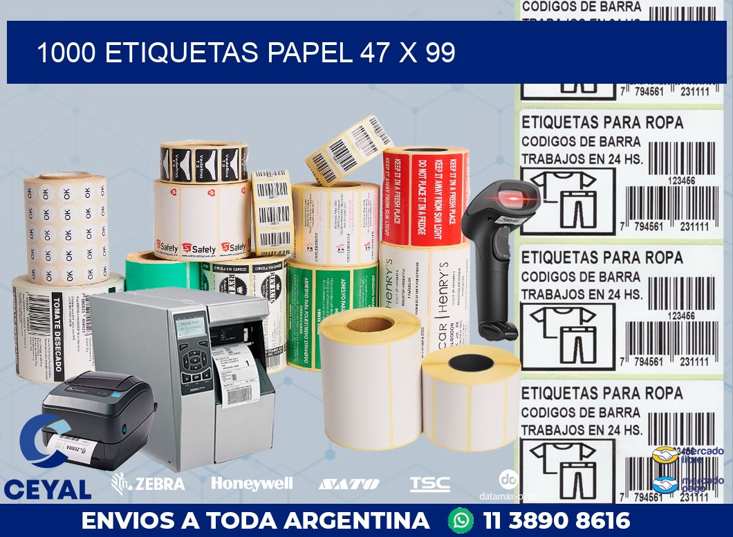 1000 ETIQUETAS PAPEL 47 x 99