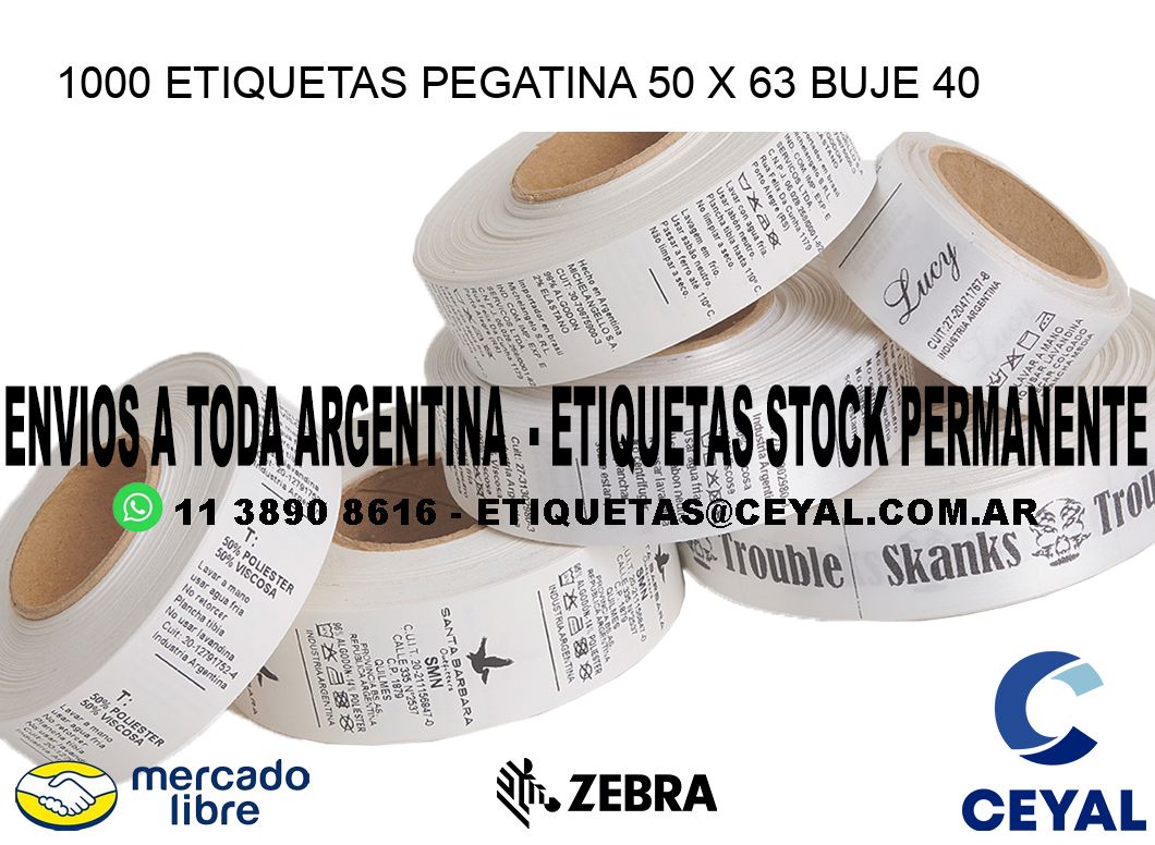 1000 ETIQUETAS PEGATINA 50 x 63 buje 40