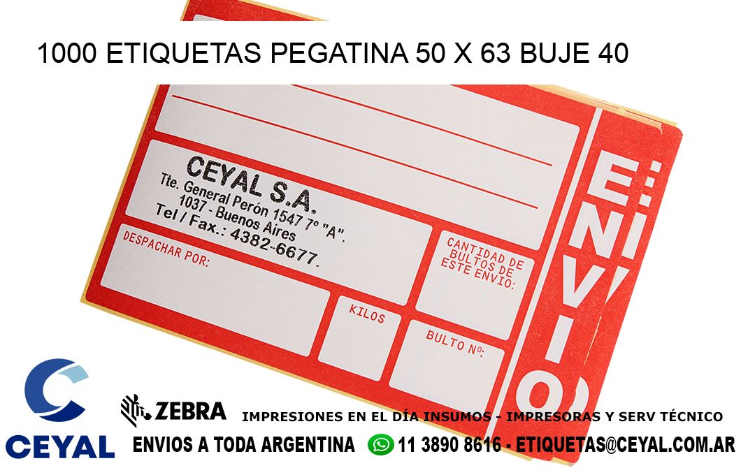 1000 ETIQUETAS PEGATINA 50 x 63 buje 40