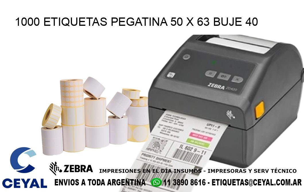 1000 ETIQUETAS PEGATINA 50 x 63 buje 40