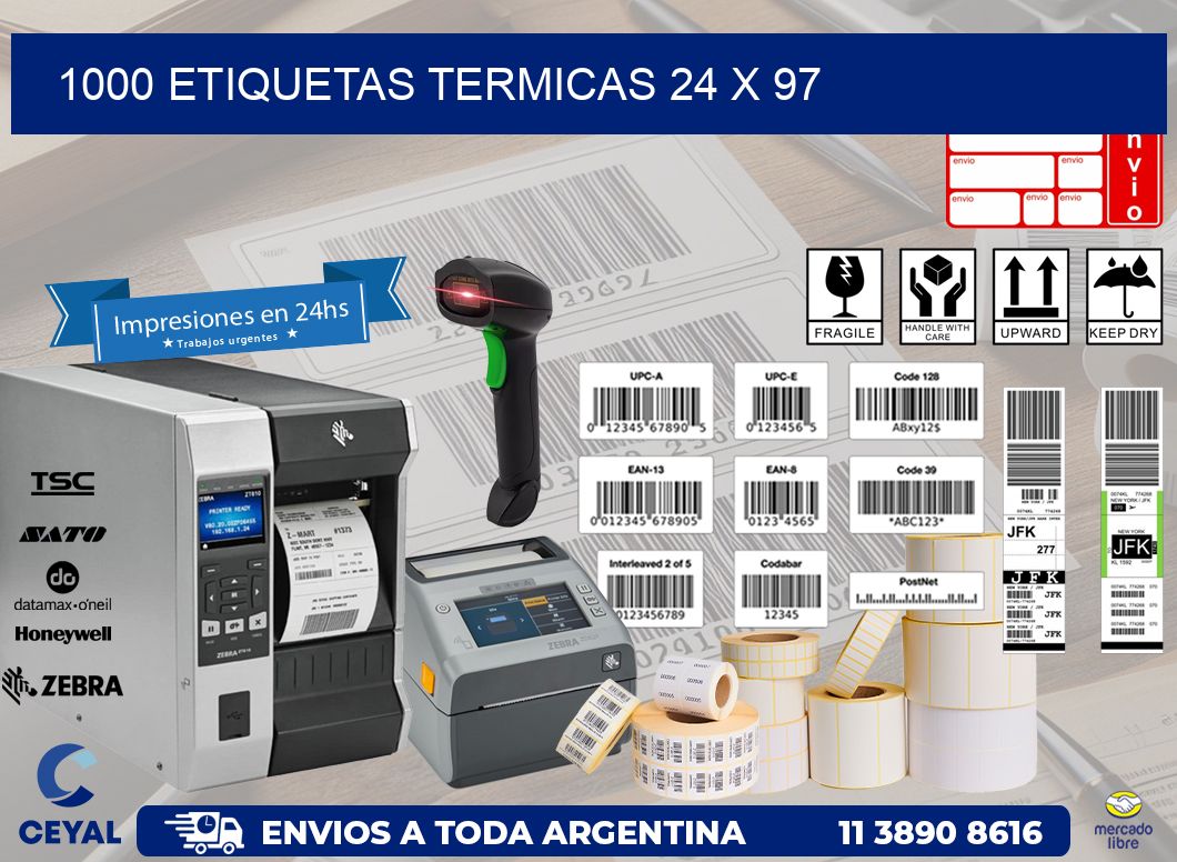 1000 ETIQUETAS TERMICAS 24 x 97