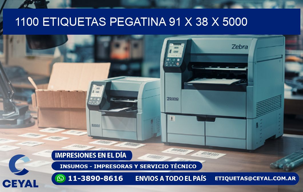 1100 ETIQUETAS PEGATINA 91 x 38 x 5000