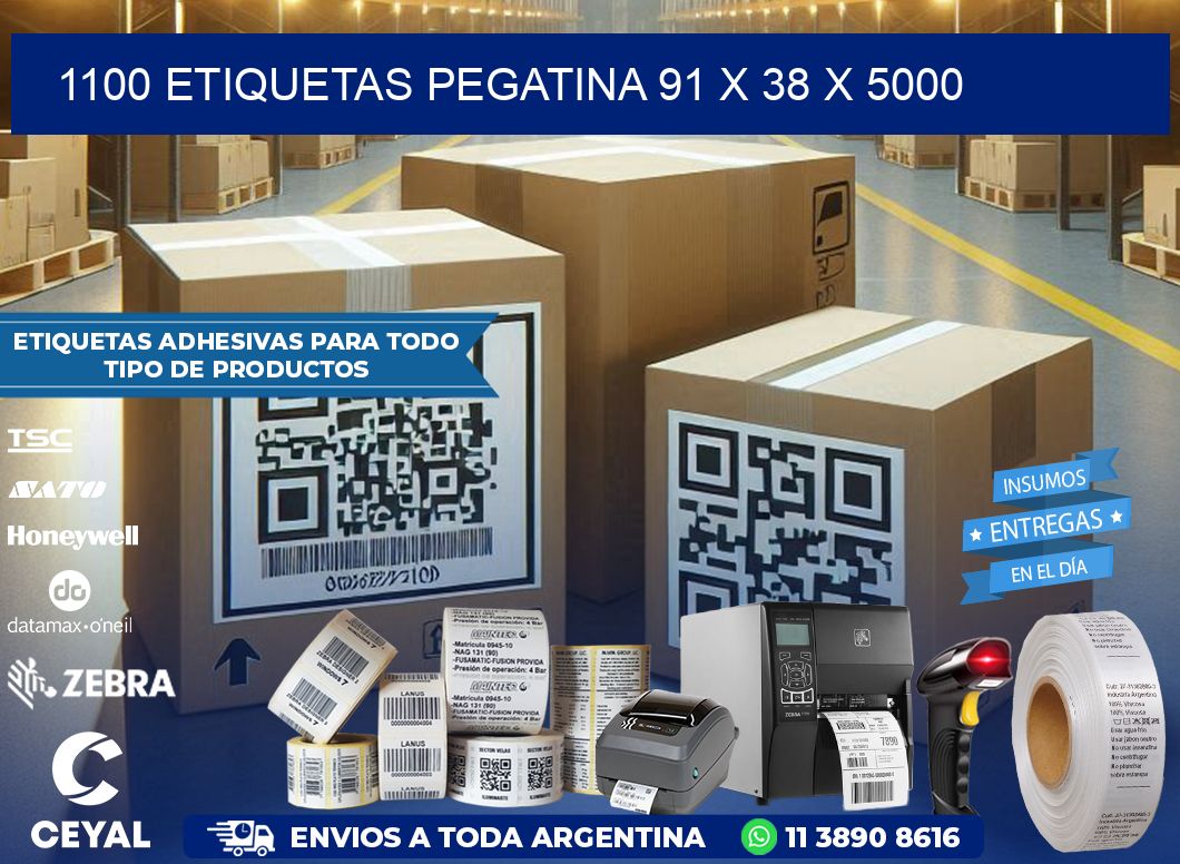 1100 ETIQUETAS PEGATINA 91 x 38 x 5000