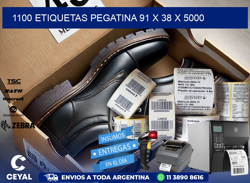 1100 ETIQUETAS PEGATINA 91 x 38 x 5000