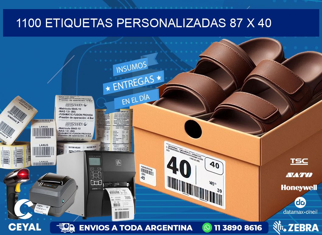 1100 ETIQUETAS PERSONALIZADAS 87 x 40