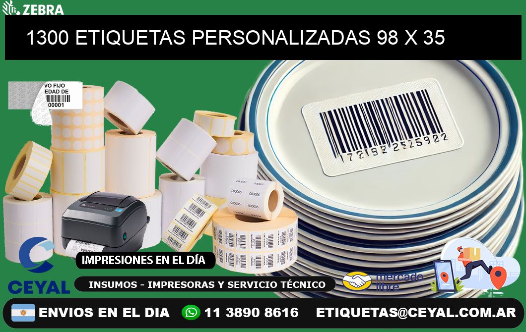 1300 ETIQUETAS PERSONALIZADAS 98 x 35