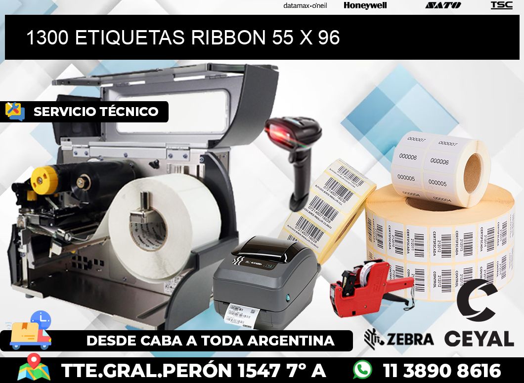 1300 ETIQUETAS RIBBON 55 x 96