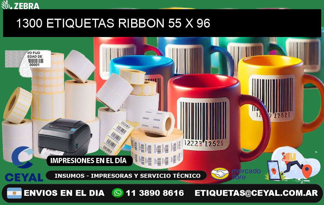 1300 ETIQUETAS RIBBON 55 x 96