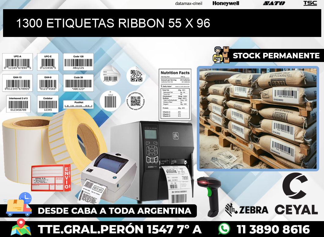 1300 ETIQUETAS RIBBON 55 x 96